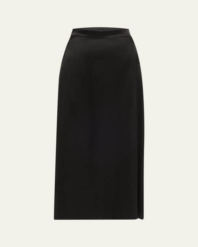 Lexi Straight Silk Satin Skirt